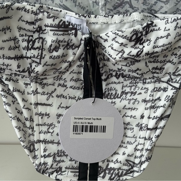NWT PRINCESS POLLY Scripted Long Sleeve Corset Top - Picture 6 of 8